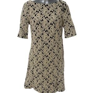 Vintage Adrianna Papell Floral Dress Black Cream Flowers Zipper Women's Size 6